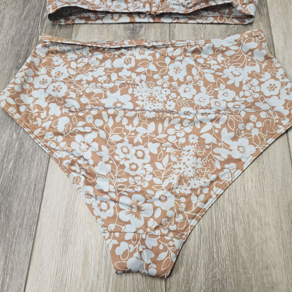 Everlane Bikini Set Blue Honey Floral Square Neck High Waist Women's XS Small - Picture 5 of 9